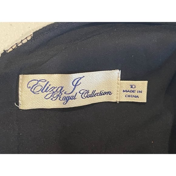 Eliza J Womens Lace Sheath Dress EJ2M2743 Back V Round Neck Black Cream Size 10 - Picture 9 of 11